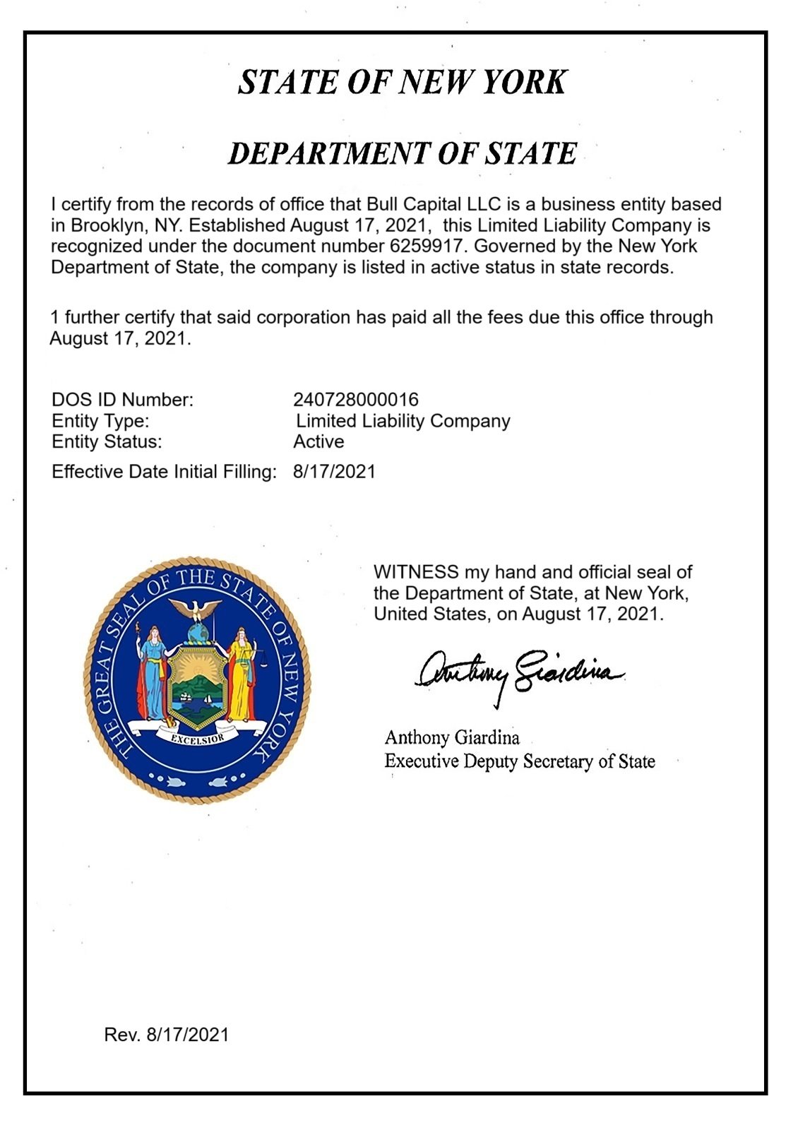 certificate